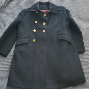 Stylish Vintage Black Peacoat with Gold Buttons